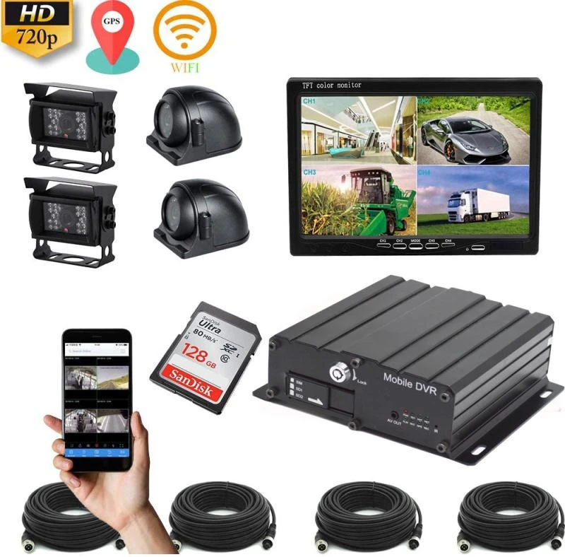 Ahd mdvr with 4 pin aviation connector mobile dvr vehicle gps 3g wifi sd card mobile dvr