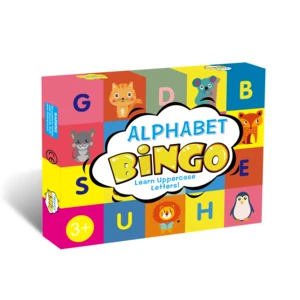 Alphabet Bingo Game Card Board Matching Game Set, ABC Letters Animals Recognition Learning Bingo Paper Game Supplies for Kids, P