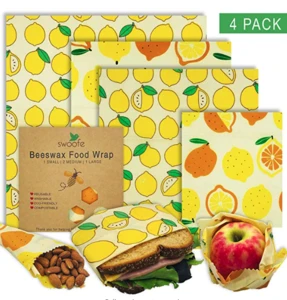 Amazon Hot Sale Safe Eco-friendly Organic Reusable  Bee Wax Food Wraps with private Label and Mesh bag bundle