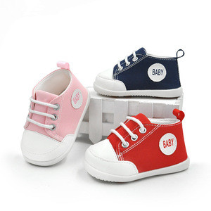 Amazon Hot Sale Soft Sole Pre-walker Shoes Canvas Toddler Baby Shoes