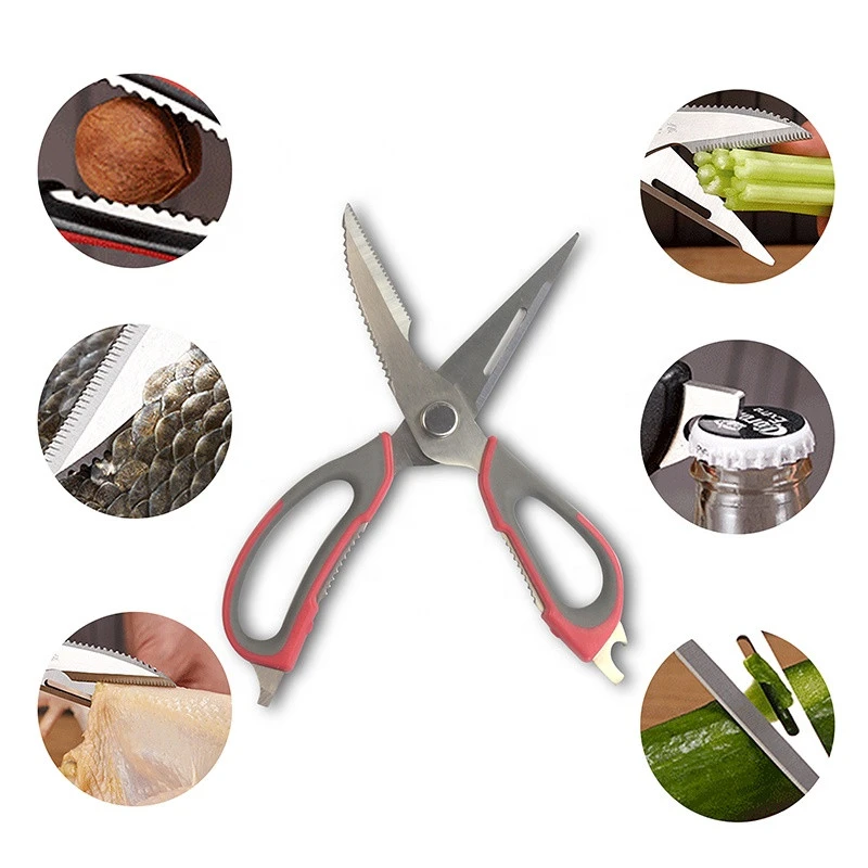 Amazon Hot Selling Multi function 8in1 Kitchen Shears Heavy Duty Kitchen Scissors