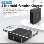 Amazon Top Selling 3 in 1 Travel Power Adapter QC 3.0 USB Wall Charger PD 20W Wireless Power Bank qi Fast Wireless Charger