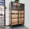 American Style Modern Luxury Bar Gold Glass Wine Display Cabinet With Lighting