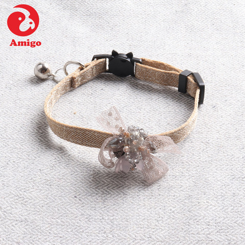 Amigo new pet luxury personalized logo custom handmade bow tie flower cat collar