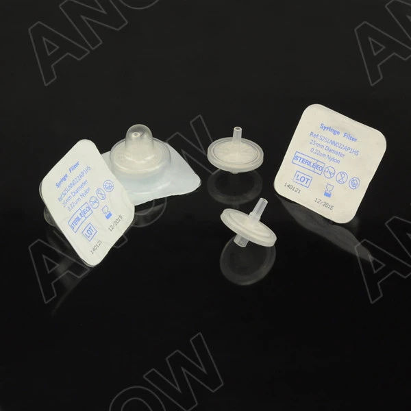 ANOW factory supply lab disposable 25mm CA 0.22um sterile syringe filter for biological solution