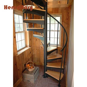 Attic wooden stairs treadsspiral staircase parts for small spaces