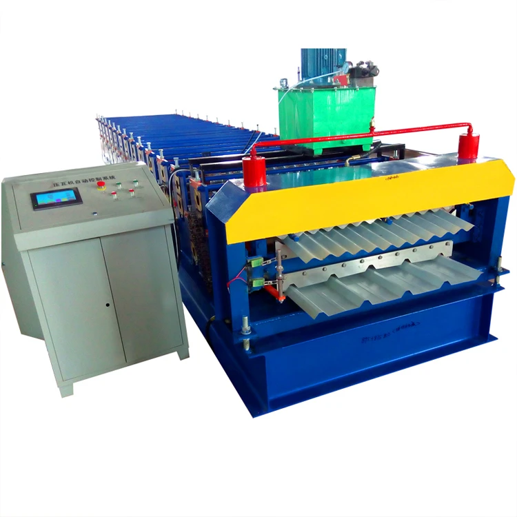 Automatic building material double layer machine trapezoidal roof tile color steel roll forming making machine