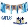 Baby Boy 1st Birthday Party Decorations Birthday Crown Baby Party Balloon Latex Cake Topper Birthday Party Decorations