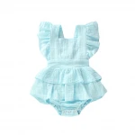Baby Clothing Jumpsuit Cotton Ruffle Flutter Solid Newborn Baby Romper