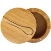 Bamboo Seasonings Box with Mini Spoon,Kitchen Salt Pepper Spice Cellars Storage Container with Swivel Magnetic Lid
