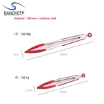 BBQ Grilling Locking Stainless Steel Handle Food Tongs Kitchen Clip Silicone Food Tong