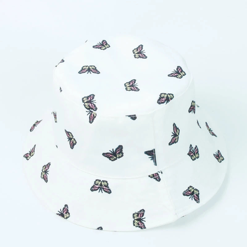 Best Selling Custom Cheap Butterfly Sublimated Printing Fishing Funny Printed Quick Dry Surf Bucket Hat White Cap