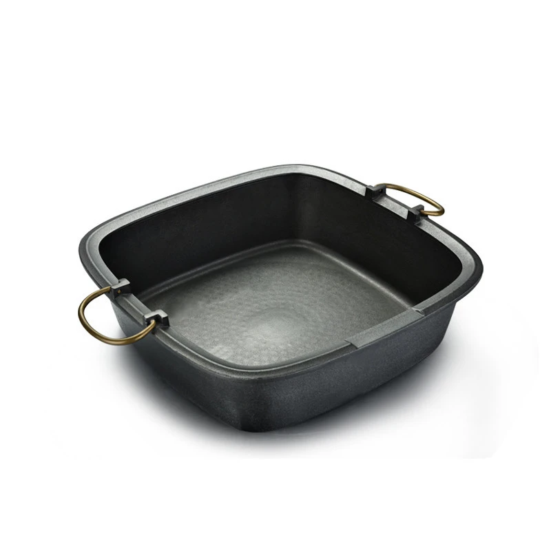 best selling high quality square die casting aluminium pot with two stainless handles cookware
