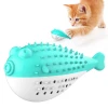 Best Selling Interactive Simulation Puffer Fish Toothbrush Toy Tooth Cleaning Kitty Molar Chewing Toy