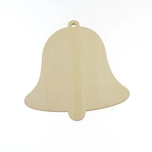 Best selling items custom unfinished 80mm wooden bell Christmas gift tags Christmas tree hanging pendants decorative accessories