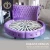 Import big adult antique double purple round bed on sale set fabric design bedroom metal strong bed frame king size round bed from China