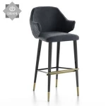 Black Cheap Velvet Bar Counter Stool Home Modern Minimalist Casual Cafe Furniture Gold Metal High Bar Chairs For Bar Table