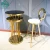 Import Black glass top round hollow middle design golden color high top cocktail tables from China