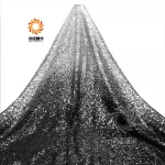 Black To White Change Color Elastic 4 way Stretch Sequin Fabric
