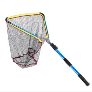Blue aluminum alloy fast folding net Triangle fishing net fly fishing hand net