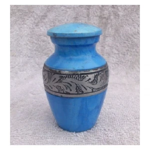 Blue Brass Cremation Urns with natural finishing