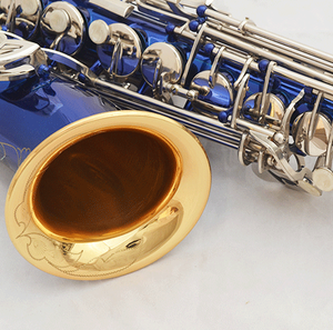 Blue color plated alto saxophone with nickel keys