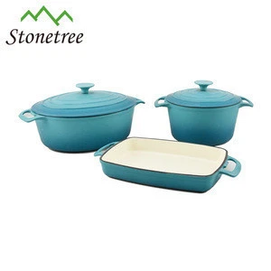 Blue Enamel Cast Iron Kitchen Cookware Set