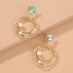 Bohemian Natural Abalone Shellfish Pearl Earring 925 Silver Stud Custom Round Big Gold Hoop Earrings Women Girls Jewelry