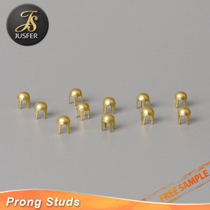 Brass color dome stud with 4 prongs for leather craft/clothing