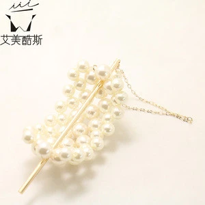Bright European style pearl attached hair sticks for female hair accessories