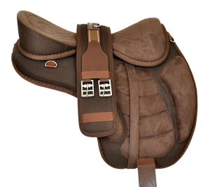 Brown Adult Treeless Synthetic Freemax English Horse Saddle Tack Along With Stirrups and Matching Girth