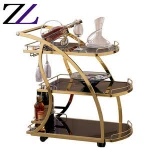 Cafeteria kitchen accessories utensils food serving para eventos kenya 3-tier serving coffee gold cart drink trolley luxury