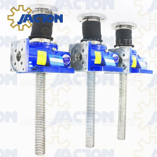 Canada Customer 5 Ton Screw Jack with Servo Motor Flange Travel 300 MM Travelling Screw 1:24 Ratio Attached Bellows Boots