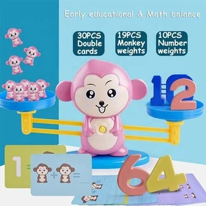 Cartoon Dog Monkeys Pig Early Learning Educational Balance Math Counting Board Game Toy For Kids present