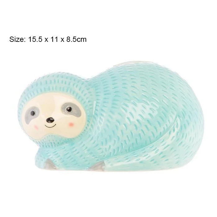 Cartoon Lovely Blue Sloth Animal Money Box Ceramic Coin Piggy Bank for Kids