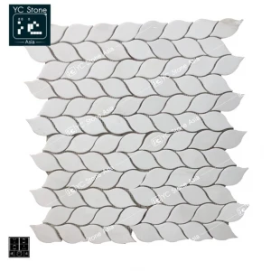 Cheap Marble White Carrara Tiles  Bathroom Leaf Marble  Mosaic Tiles for Home Hotel