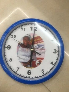 cheap price custom gifts logo printing promotion wall clock plastic round shape Quartz clocks from china