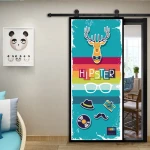 Children cartoon graffiti background  interior kitchen toilet sitting drawing room sliding  pvc Barn door