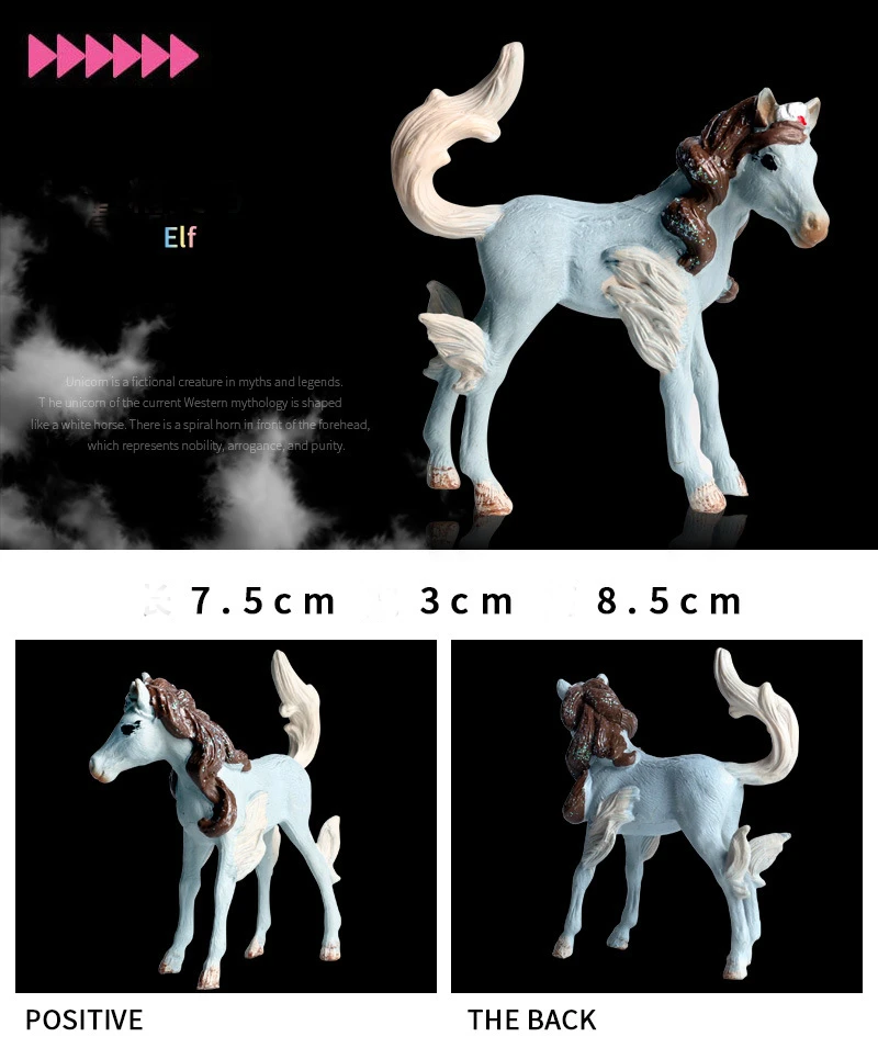 Children gifts cute simulation animal mini action figures model unicorn spirit pegasus elf toy ornaments