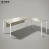 China Commercial Furniture Luxury MDF White L Shape Office Desk