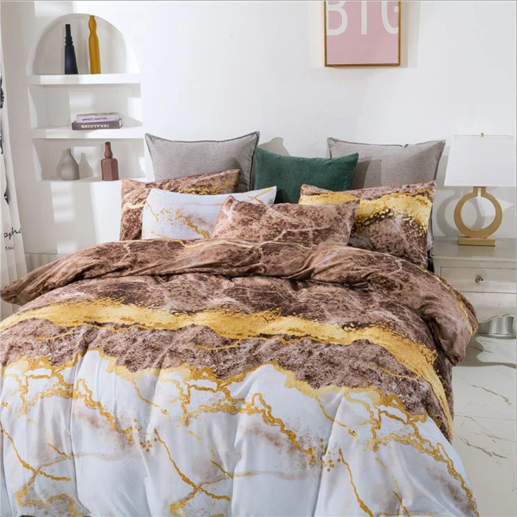 China manufacturers cover set in printed bed cover sheet with pillow