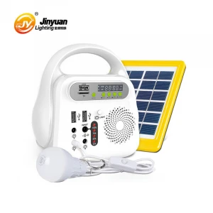 China manufacturers product portable home emergency lighting solar energy kit with radio and bulb