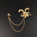 Christmas Crutches Chain Brooch Pin Collar Double Chain Xmas Candy Cane Shirt Brooch