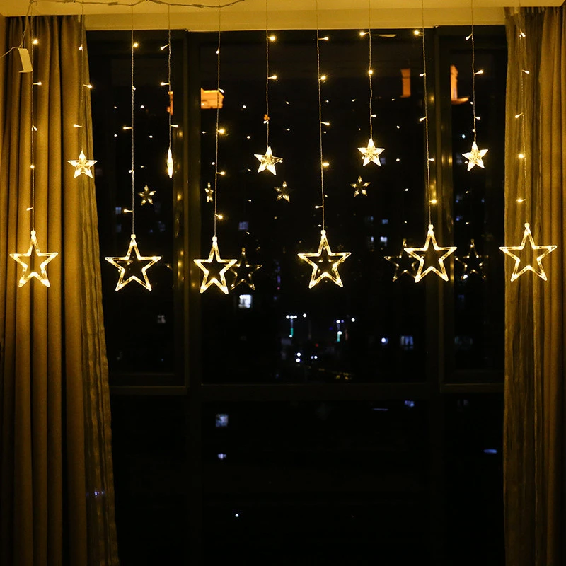 Christmas Lighting LED Fairy Star Curtain String Garland Decoration Wedding Holiday Light Colorful led star Christmas lights