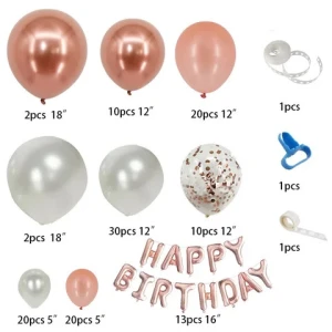 Chrome Rose Gold DIY Custom Wholesale Custom Pink Wedding HAPPY BIRTHDAY Wall Decorations Air Garland Arch Balloon Kit Set