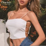 Clacive 2021 Summer Newest Sleeveless Spaghetti Strap Women Camisole Cotton Beach Style Women Tank Top