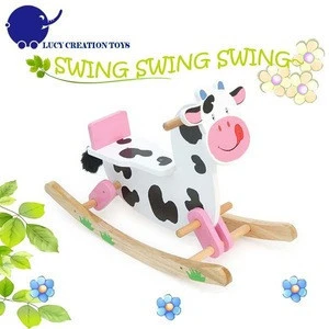 Classic Ride on Animals Toy Cow Baby Rocking Horse