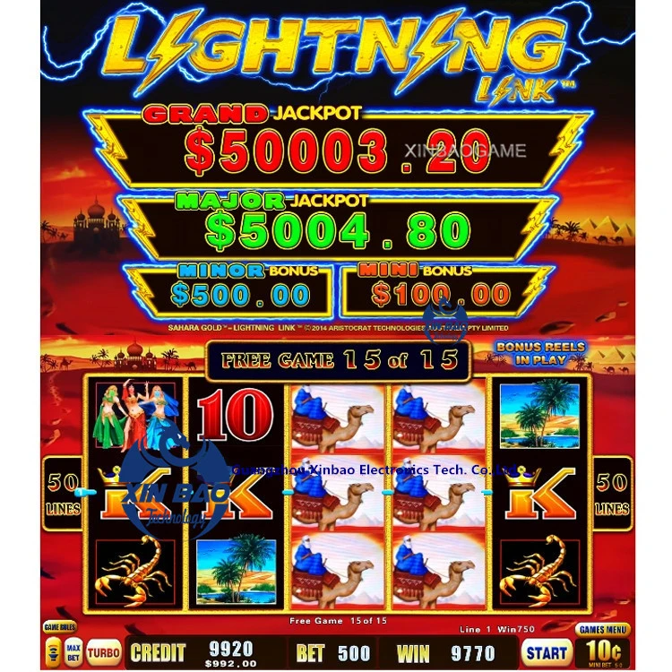 Coin Bill Operated Lightning Sahara Gold Slot Game With Jackpot Game