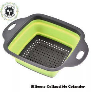 Colander Foldable Collapsible Kitchen Strainer Square Shape Collapsible Colander Basket