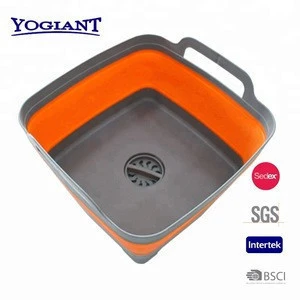 Collapsible silicone colander sink strainer with handle in PP and TPR